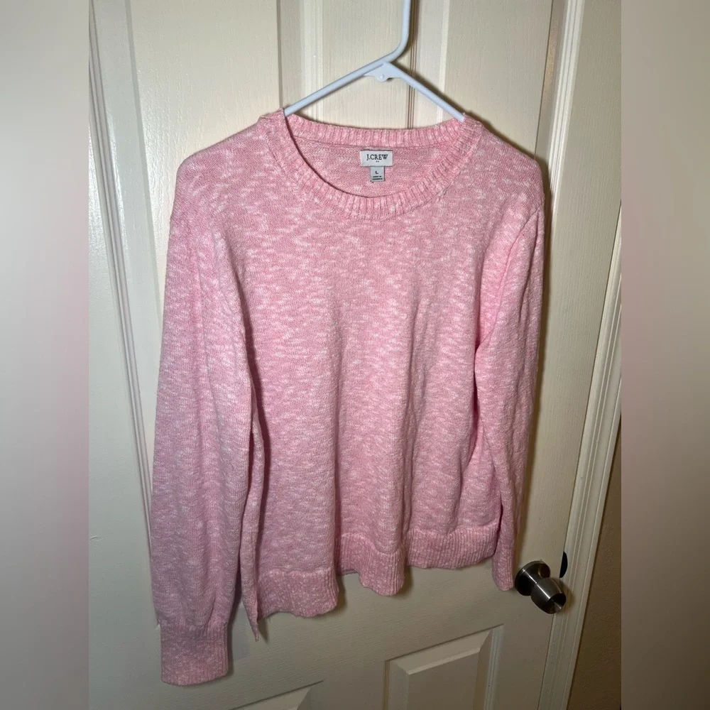 J.Crew Pink Heathered Cotton Blend Sweater Women’s Size L Crewneck